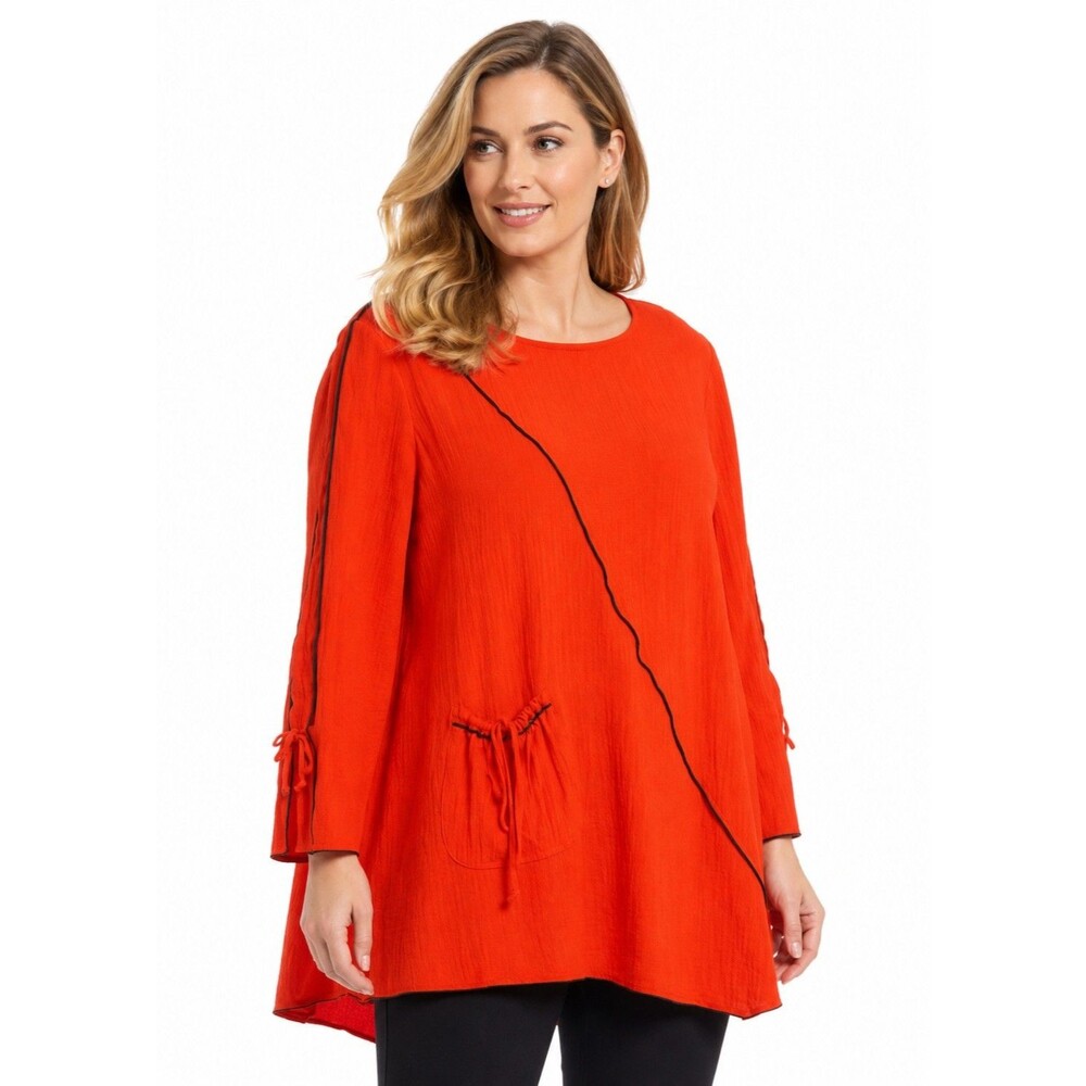 NWT Ali Miles Bright Orange with Black Trim Tunic Sz 2X